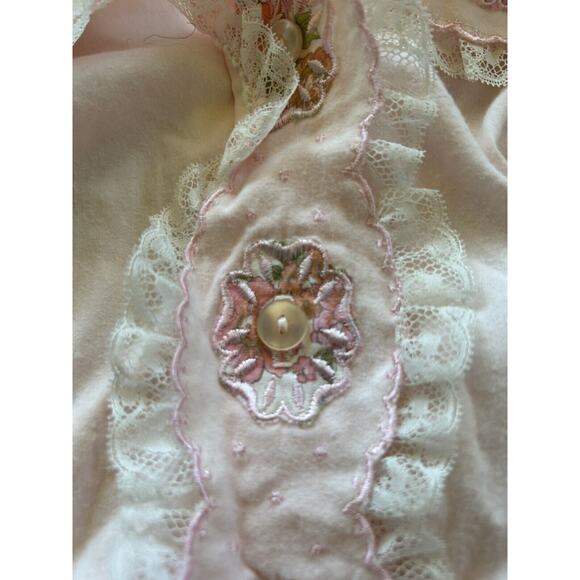 VINTAGE BARBIZON sz M NIGHTGOWN Feathaire Embroidered Lace Donnie Lola PINK F24 - Picture 8 of 9